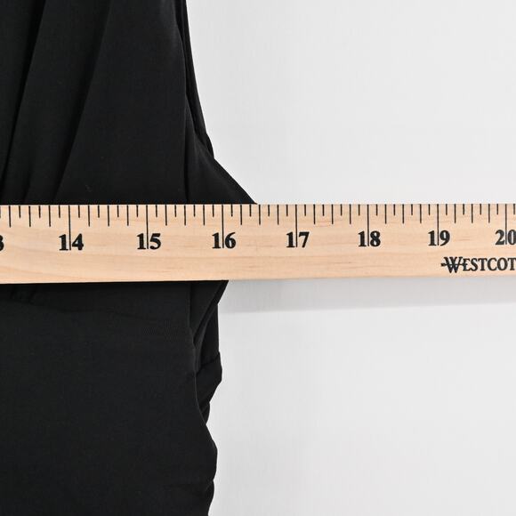 BCBGMAXAZRIA Dress Size M Black Sleeveless VNeck Ruched Drape Stretch Drop Waist - Picture 12 of 12